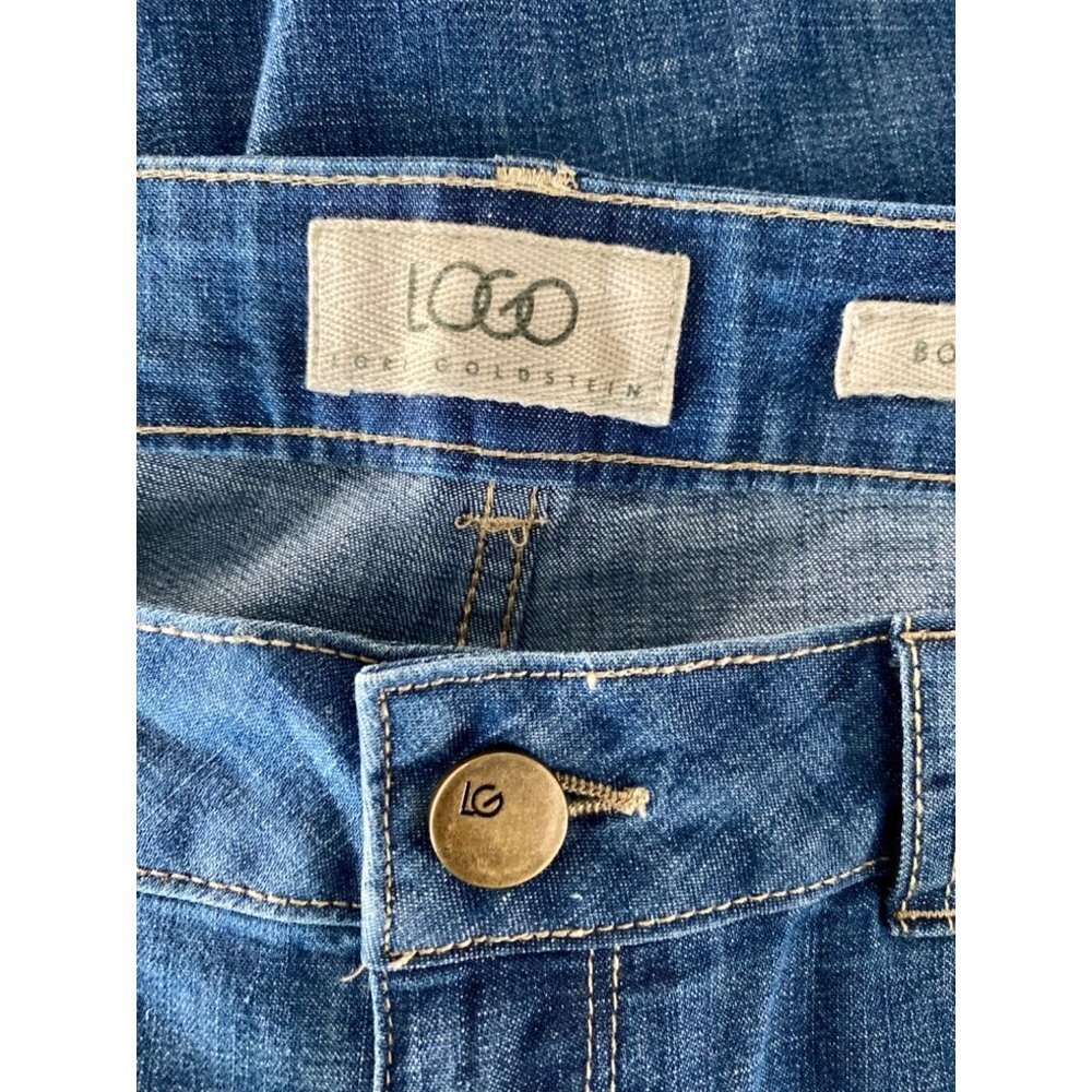 LOGO Lori Goldstein Boyfriend Wide Leg Cropped Chambray Denim Jeans 10 - Picture 8 of 12